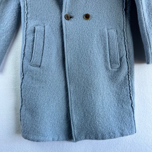 J.Crew Daphne Italian Boiled Wool Coat Womens 2 XS Blue Button Front Peacoat - Picture 5 of 13